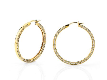 Large Chroma Gold Edge Pavé Hoops ER481-HP-YG Online Hot Sale