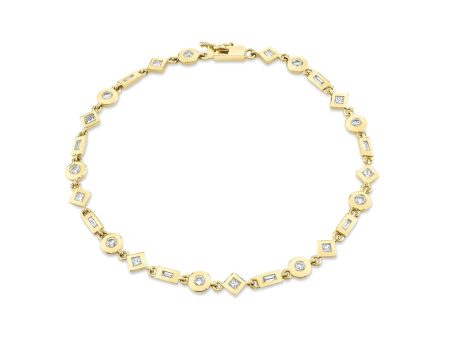 Mixed Shape Bezel Tennis Bracelet BR410 Discount