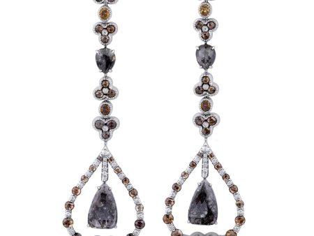 MULTI-COLORED DIAMOND DROP EARRINGS WITH FLOATING RING ER207 Online Sale