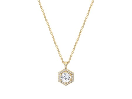 Hex Halo Solitaire Pendant P424-1.0 Fashion