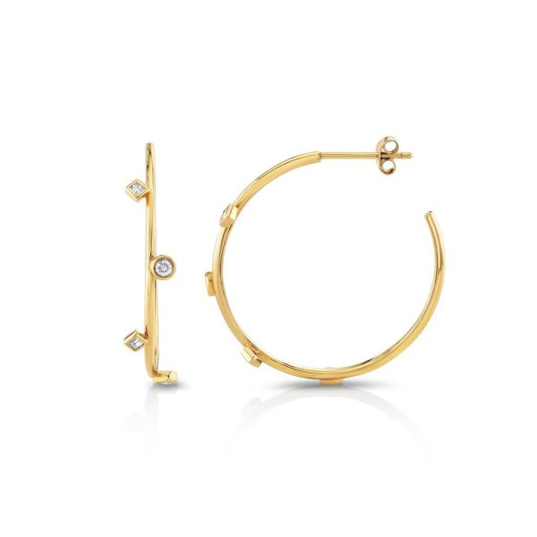 Mixed Shape Bezel Hoops Sale