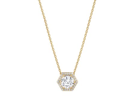 Hex Halo Solitaire Necklace P425-1.5 Cheap