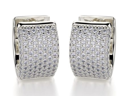 Huggie Diamond Hoop Earrings MOB107WG Online Hot Sale