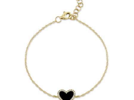 0.09CT DIAMOND & 0.57CT BLACK ONYX HEART BRACELET SC55019297 Online Sale