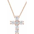 14K Rose 1 4 CTW Natural Diamond Cross 18  Necklace Hot on Sale