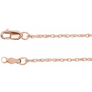 14K Rose 1.25 mm Rope 16  Chain For Sale