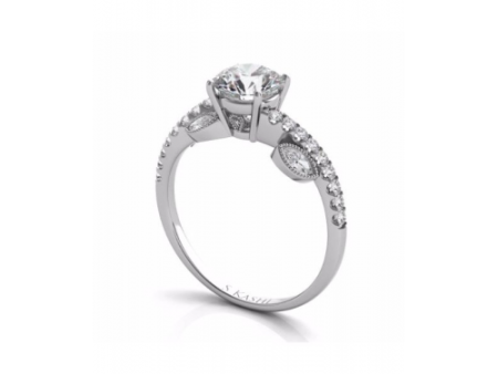 S Kashi & Sons Side Stone Engagement Ring EN7522-1WG For Cheap