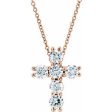 14K Rose 1 4 CTW Natural Diamond Cross 18  Necklace Hot on Sale