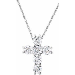 14K Rose 1 4 CTW Natural Diamond Cross 18  Necklace Hot on Sale