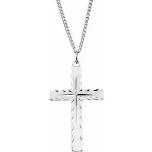 Sterling Silver Cross 24  Necklace For Discount