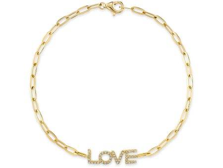 0.12CT DIAMOND  LOVE  PAPER CLIP LINK BRACELET SC55022758 Online