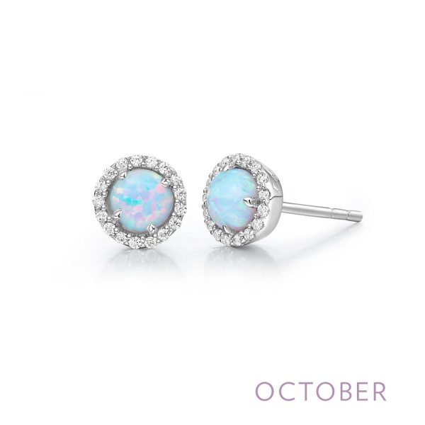 Lafonn Birthstone Round October Opal Earring BE001OPP00 on Sale