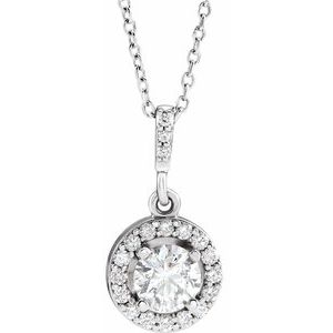 14K White 1 2 CTW Natural Diamond Halo-Style 18  Necklace For Cheap