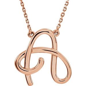 14K Rose Script Initial A 16  Necklace Online Sale