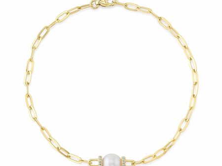 0.07CT DIAMOND & CULTURED PEARL PAPER CLIP LINK BRACELET SC55022626 Online