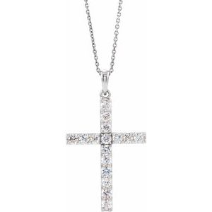 14K Rose 1 5 CTW Natural Diamond Cross 18  Necklace Online Sale