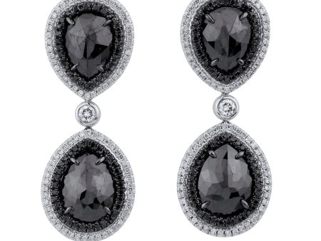 Double Drop Pear Black Diamond Earrings ER250 Hot on Sale