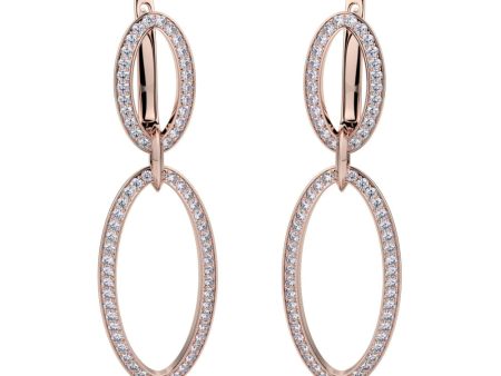 Double Oval Diamond Drop Earrings MKOB169RG Online Sale