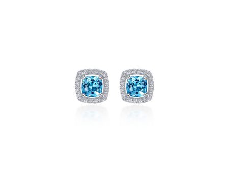 Lafonn Classic Cushion Blue Blue Topaz Earring E0329BTP00 For Sale