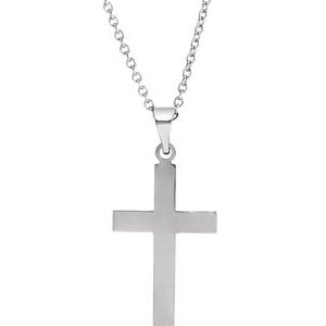 14K White 18 x 12 mm Cross 18  Necklace For Discount