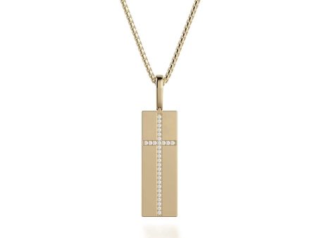 Diamond Cross Tag Necklace MP233YG Online Hot Sale