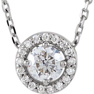 14K White 1 5 CTW Natural Diamond Halo-Style 16  Necklace Online now