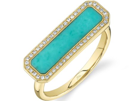 0.11CT DIAMOND & 1.03CT COMPOSITE TURQUOISE BAR RING SC55024850 Cheap