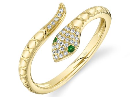 0.07CT DIAMOND & 0.02CT GREEN GARNET SNAKE RING SC55024908 Online now