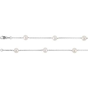 14K White Cultured White Freshwater Pearl  14-Station 18  Necklace Online Sale