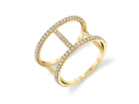 Double Bar Diamond Ring F332-YG4 Discount