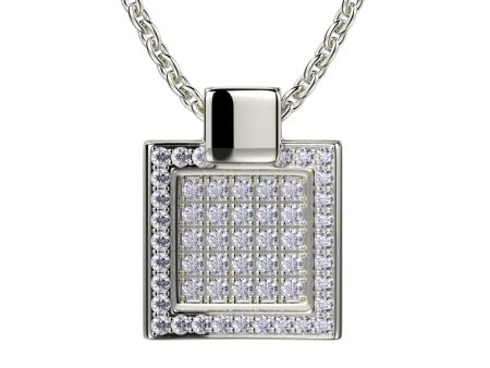 Diamond Filled Square Pendant Necklace MH110S-WG Fashion