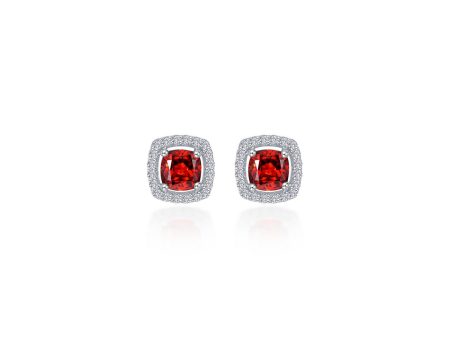 Lafonn Classic Cushion Garnet Earring E0329GNP00 on Sale