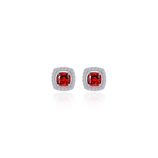 Lafonn Classic Cushion Garnet Earring E0329GNP00 on Sale