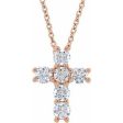 14K Rose 1 4 CTW Natural Diamond Cross 18  Necklace Hot on Sale