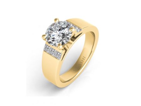 S Kashi & Sons Side Stone Engagement Ring EN7422YG Supply