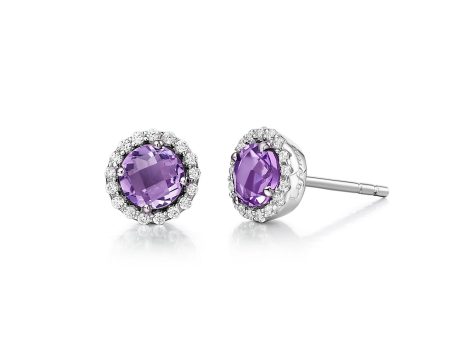 Lafonn Birthstone Round February Amethyst Earring BE001AMP00 Supply