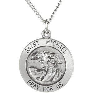 Sterling Silver 15 mm St. Michael Medal Necklace Fashion