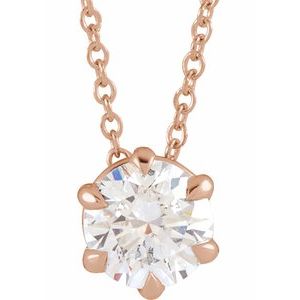 14K Rose 3 4 CT Natural Diamond Solitaire 16-18  Necklace Online now