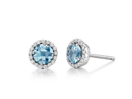 Lafonn Birthstone Round March Aquamarine Earring BE001AQP00 Online Sale